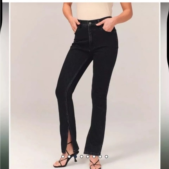 Abercrombie & Fitch Skinny High Rise Split Hem Black Jeans - Picture 1 of 11